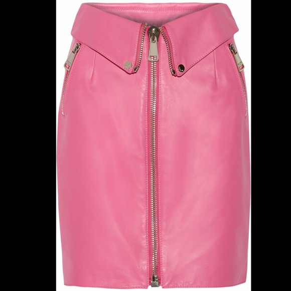 MOSCHINO Jeremy Scott BARBIE PINK LEATHER SKIRT - Picture 6 of 7